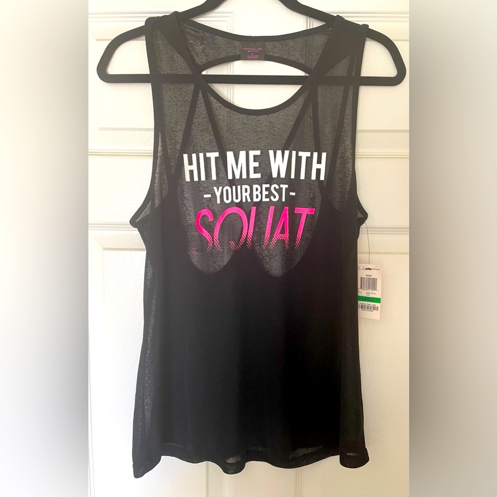 Material Girl Active “Hit me with your best squat” workout tank